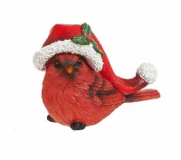 3" Polyresin Cardinal With Holly Hat