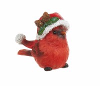 3" Polyresin Cardinal With Pine Cone Hat