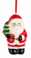 3.5" Red Santa Ceramic Ornament