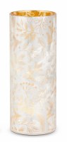 8" LED White and Gold Leaves Cylinder