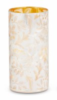 6.5" LED White and Gold Leaves Cylinder