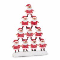 10" Polyresin Red Gingerbread Santa Pyramid