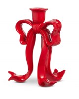8" Red Bow Taper Candle Holder