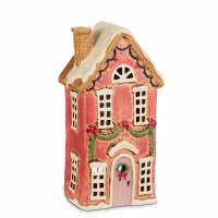 9" Pink House Ceramic Tealight Holder