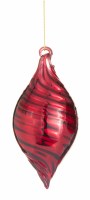 5" Red Swirl Diamond Glass Ornament