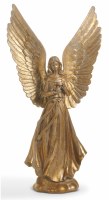 20" Gold Polyresin Angel With Bird