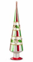 15" Glass Holly Cone Tree