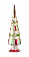 12" Glass Holly Cone Tree