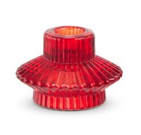 2" Red Rib Glass Taper Candle Holder