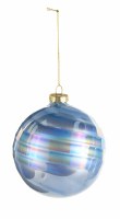 4" Blue Iridescent Swirl Ball Glass Ornament
