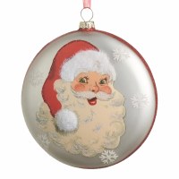5" Round Santa Face Glass Disk Ornament