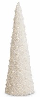 16" White Faux Pearl Cone Tree