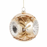 4" Gold and Silver Reflector Ball Glass Ornament