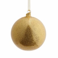4" Gold Glitter Ball Glass Ornament