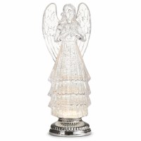 12" LED Silver Glitter Swirl Angel
