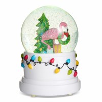6" LED Flamingo Glitter Swirl Globe