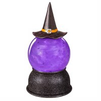 8.5" LED Purple Bat Witch Hat Globe