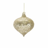 4" Silver Textured Glass Onion Christmas Tree Ornament