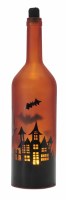 12" LED Brown Halloween Scene Glass Bottle
