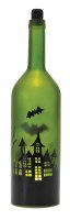 12" LED Green Halloween Scene Glass Bottle