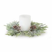 3" Opening Faux Iced Pine With Pine Cones Candle Ring