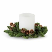 3" Opening Faux Green Pine With Pine Cones Candle Ring