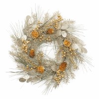 20" Round Faux Silver and Gold Mixed Pine Wreath