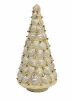 8" Natural and Gold Shell Cone Tree