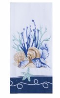 28" x 18" Seashells and Coral Dual Purpose Terry Cloth Kitchen Towel