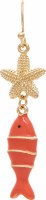 Gold Toned Starfish and Coral Fish Dangle Earrings