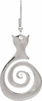 Silver Toned Cat Swirl Earrings