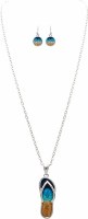 Silver Toned Flip Flop Sand Bar Necklace and Earring Set