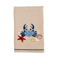 21" x 14" Brown Embroidered Blue Crab Coastal Kitchen Towel by Mud Pie