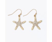 Gold Toned Starfish Bling Earrings