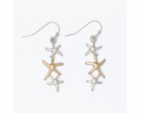 Silver and Gold Toned Starfish Drop Earrings