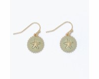 Gold Toned Green Inlay Starfish Sea Urchin Earrings