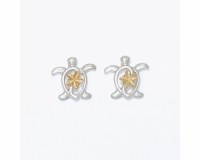 Silver and Gold Toned Sea Turtle Earrings
