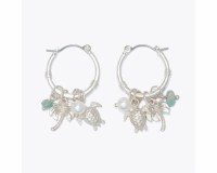 Silver Toned Palm Tree Hoop Earrings