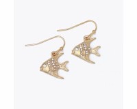 Gold Toned Bling Angelfish Earrings