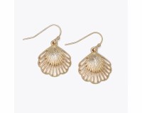 Gold Toned Scallop Shell Earrings