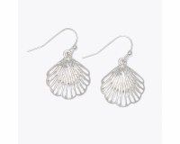 Silver Toned Scallop Shell Earrings
