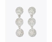 Silver Toned Triple Sand Dollar Drop Earrings