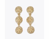 Gold Toned Triple Sand Dollar Drop Earrings