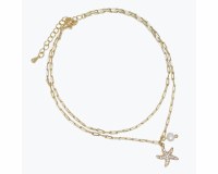 Gold Toned Bling Starfish Charm Chain Anklet