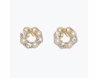 Gold Toned Bling Wreath Earrings