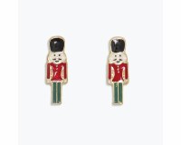 Gold Toned Multicolor Inlay Nutcracker Earrings