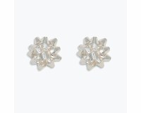 Silver Toned Star Bow Earrings