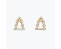 Gold Toned Openwork Christmas Tree Earrings