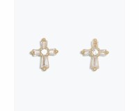 Gold Tone Bling Crosses Earrings