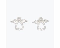 Silver Toned Faux Pearl Openwork Angel Earrings